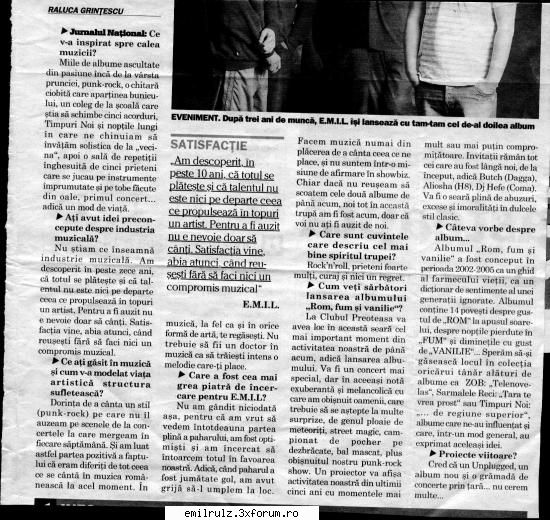 PRESA despre Rom Fum si Vanilie - stoi_182 - Discutii libere despre E.M.I.L.